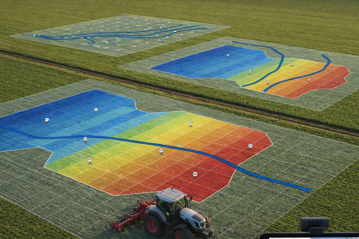 Tractor con mapas y datos